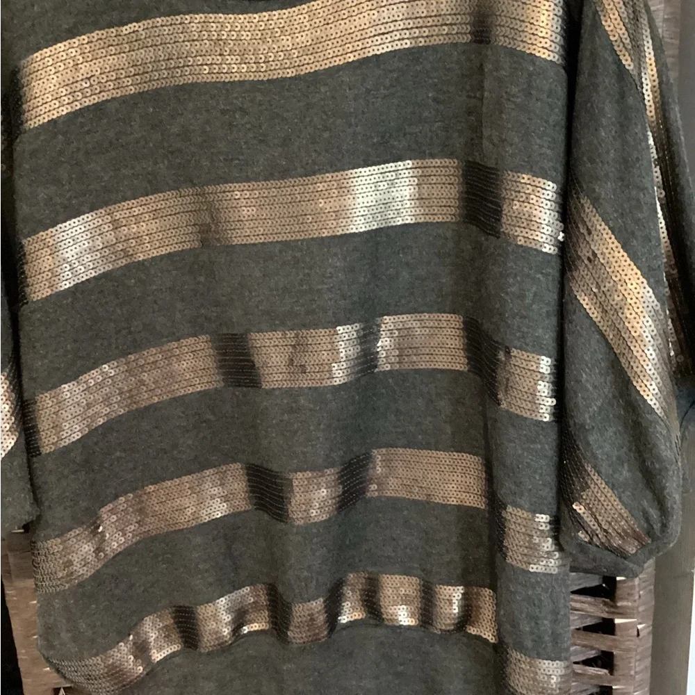 Striped Metallic Sweater Dolman Sleeve Top
